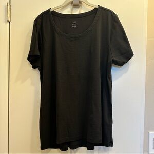 J.Jill Pima Cotton Black Scoop Neck T-Shirt